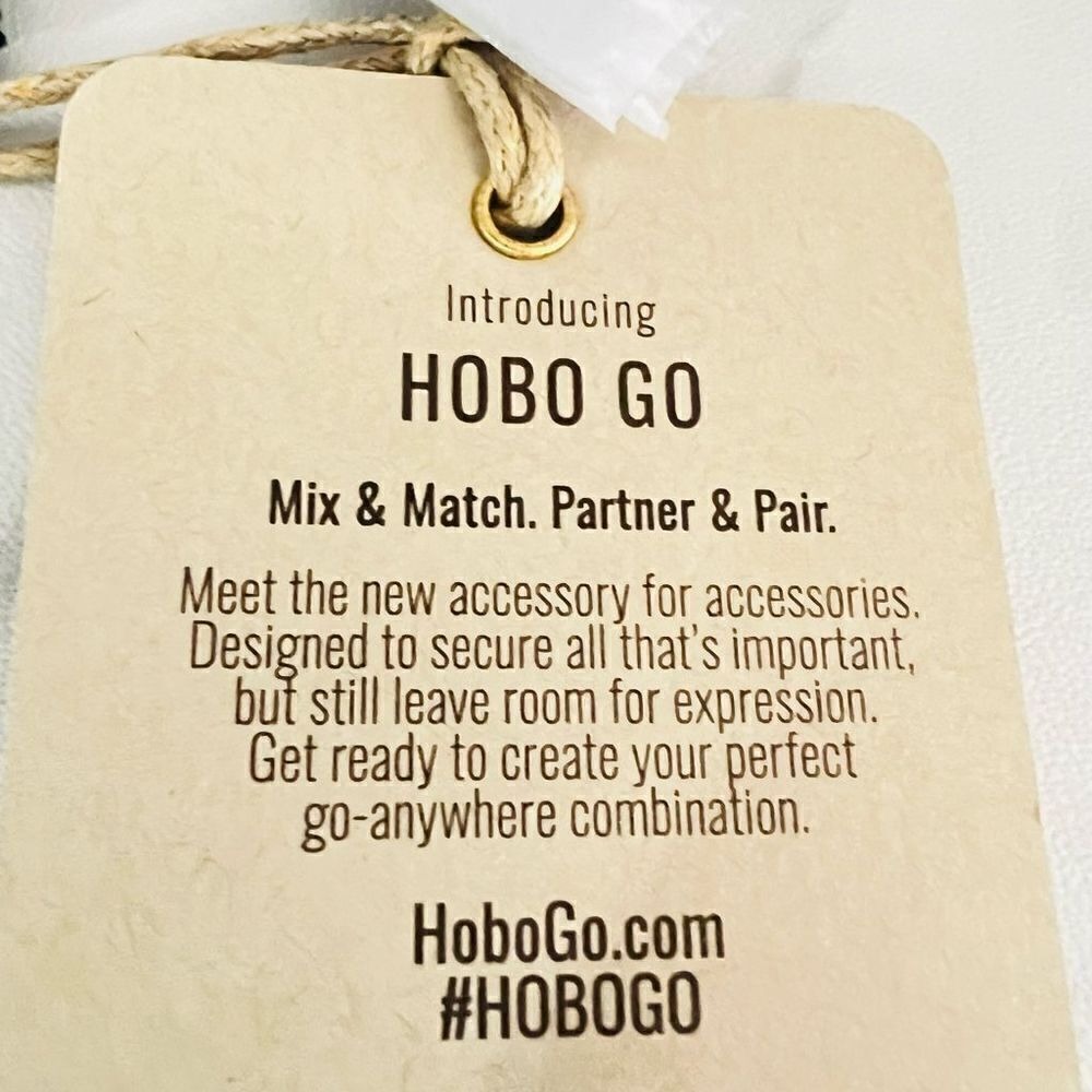 HOBO GO Tour Leather Zip Pouch Bag, Wristlet, with Lanyard, Black/Gold, NWT - Picture 2 of 12